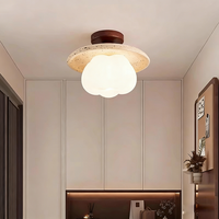Vente en gros en ligne de luminaires de plafond LED en PVC en forme de fleur, style nordique Wabi-Sabi, jaune travertin, pour chambre d'enfant, salon