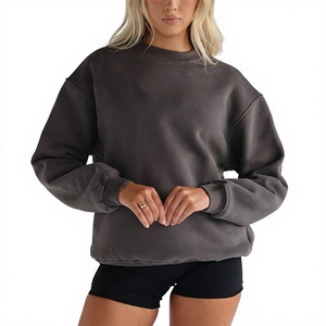 Sudadera de Forro Polar para Mujer, Cuello Redondo, Manga Larga, Suave, Informal, Color Sólido, Diseño Clásico, Logotipo Personalizado OEM - Product Image 2