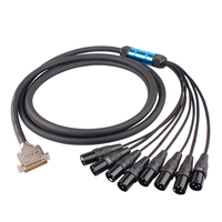 Câble audio multipaire 8 canaux DB25 vers 6,35 mm / 3 broches XLR mâle/femelle, câble serpent noir en PVC OFC, câble de microphone multicanal