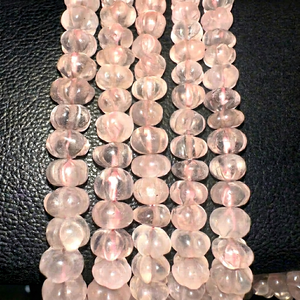 Collar con talla de calabaza de cuarzo rosa, cuentas de piedras preciosas naturales, joyería curativa en capas - Product Image 1