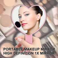 Cadre en plastique portable personnalisé avec logo personnalisé poche de maquillage compacte petit coeur bling strass miroir de poche à main