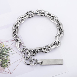 Pulsera de cadena gruesa de acero de titanio para hombre Yunnique, estilo punk motero geométrico, joyería de eslabones exagerados para la moda - Product Image 1