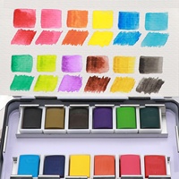 Ensemble de peinture Artecho NEW Art Supplies, boîte en métal, palette, aquarelle solide, 12 couleurs essentielles