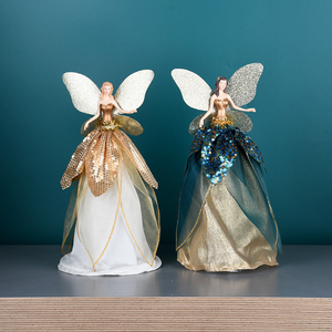 Decorazione natalizia resina blu e oro angelo piumato albero Top stella farfalla <span class=keywords><strong>fata</strong></span> - Product Image 5