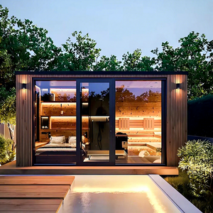 Sauna Moderna in Legno Massello di Cedro Rosso per Esterni, 2-6 Persone, Vapore Umido - Product Image 1