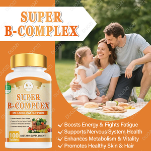 Tabletas de Vitamina Super B-Complex DUOZI, 100 Unidades, Veganas, Apoyo Inmunológico, Suplemento Diario para Adultos, 2 Tabletas por Porción - Product Image 5