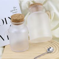 Frosted Plastic Body Scrub Bath Salt Container Cosmetic Skin Care Bath Salts Packaging Jars With Cork and Spoons