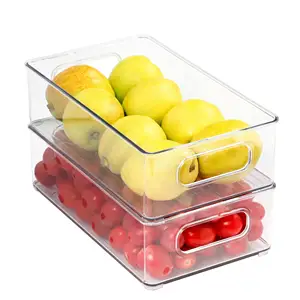 Escolha diversão organizador transparente plástico caixa de armazenamento de geladeira empilhável recipientes