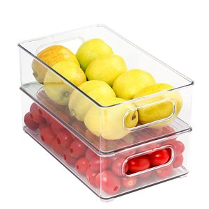 Organiseur transparent en plastique empilable, rangement Fun pour réfrigérateur, boîte de rangement, conteneurs de rangement de cuisine