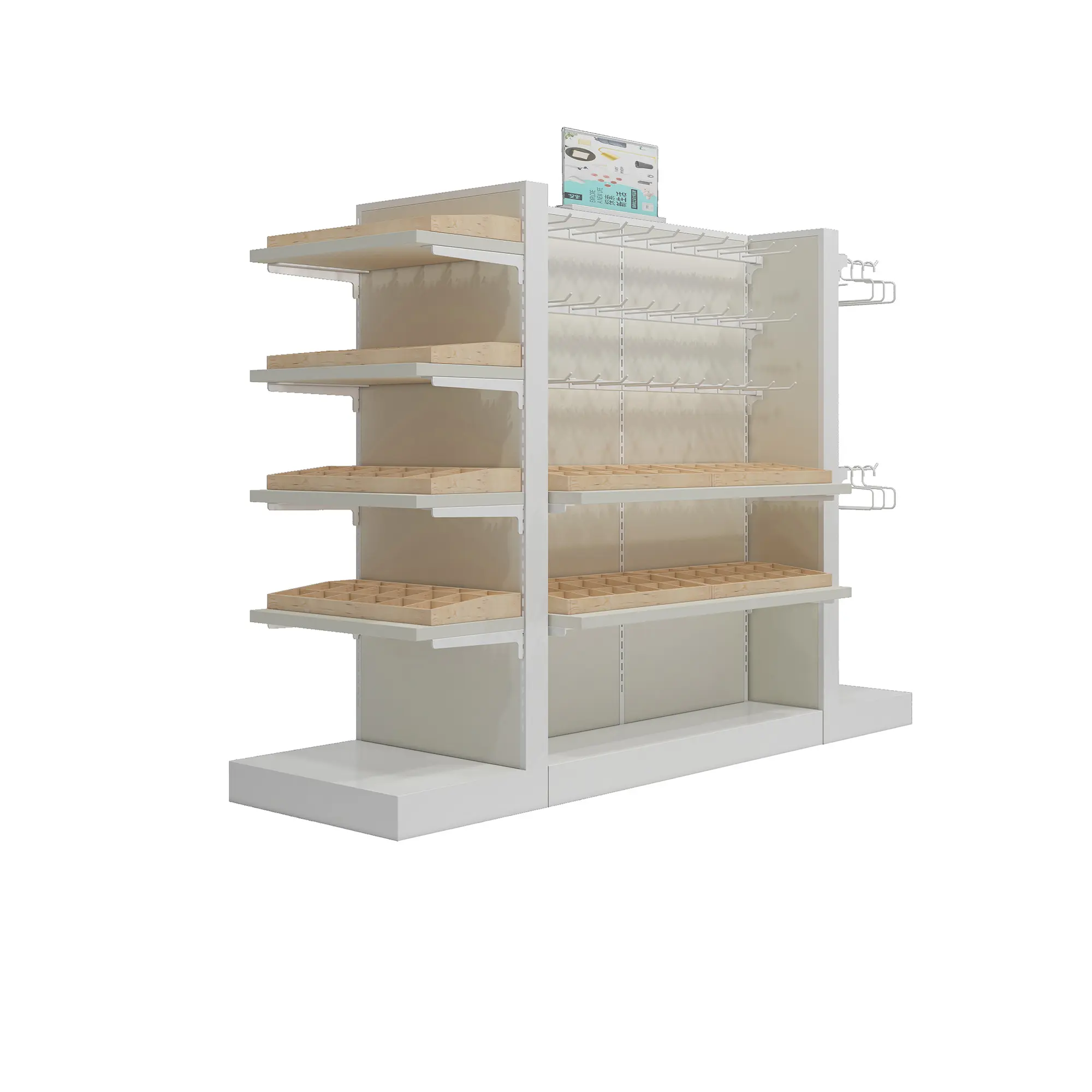 Manufacturer customized metal and wooden display rack for miniso retail store / General merchandise display stand