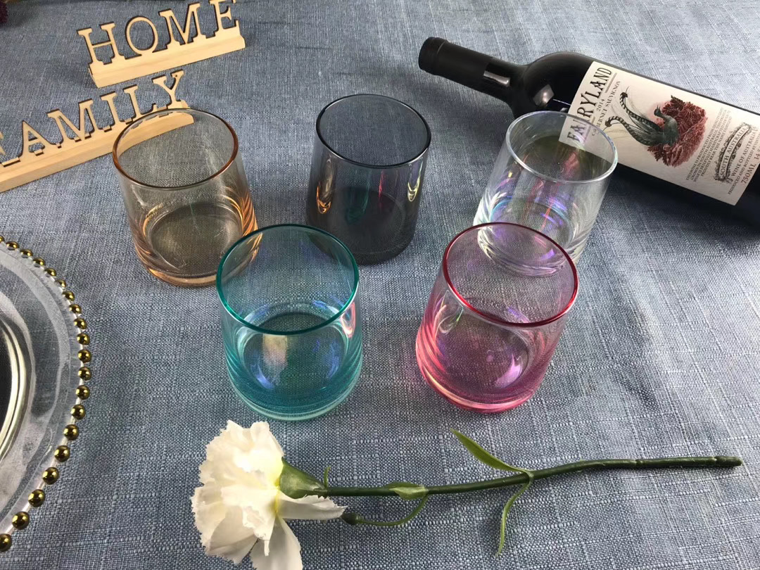 Colorful Glass Whiskey Cup Gold Rim Hot Selling Popular on Amazon Glass Cup