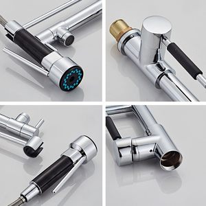 Robinet de cuisine moderne en alliage de zinc brossé, à chauffage instantané électrique, avec douchette extractible, à poser sur comptoir, pour usage hôtelier - Product Image 6