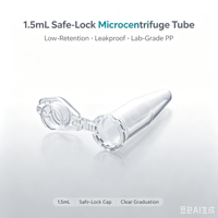 Tube de microcentrifugation à verrouillage de sécurité de 1,5 ml, conception à faible rétention, consommables de laboratoire professionnels