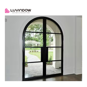 Popular Venta caliente Entrada principal Puerta doble Alta seguridad A prueba de viento Arcos de estilo francés Puertas exteriores de vidrio de aluminio - Product Image 3