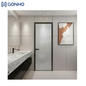 GONHO atacado resistência ao calor duplo oco temperado vidros automáticos toalete porta giratória para banheiro
