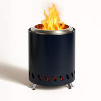 Poêle à bois portable sans fumée, foyer de table en acier inoxydable avec cendrier amovible pour le camping, la terrasse, le barbecue, le jardin