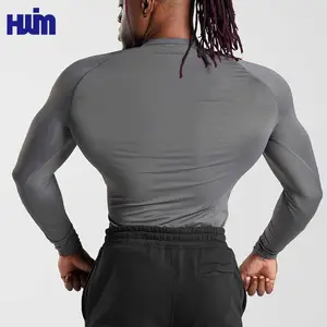 Custom Logo Men's Gym Athletic Workout Tee Shirt Bodybuilding Sports Running Base Layer Long Sleeve Compression Shirts