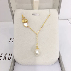 Fancyday vente en gros plaqué or 18 carats perle d'eau douce collier ras du cou perle pendentif bijoux - Product Image 2