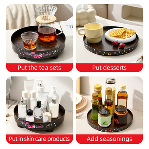 Runder Aromatherapie-Schlüssel Multifunktions-Kosmetik-<span class=keywords><strong>Organizer</strong></span> für Tisch veranda Parfüm Schwarze Tabletts Kreis Sockelst änder - Product Image 5