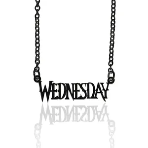 Punk Wednesday Addams Naam Ketting Roestvrij Staal Letter Choker Ketting Sieraden Accessoires