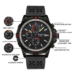 Reloj de Cuarzo para Hombre Sanda 3227 con Correa de Cuero, Luminoso, Resistente al Agua, Correa Trenzada, Reloj de Pulsera Deportivo para Montañismo al Aire Libre - Product Image 2