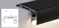 Profilé LED en aluminium noir 65MM pour éclairage d'escalier Profilés d'escalier de haute qualité en aluminium anodisé