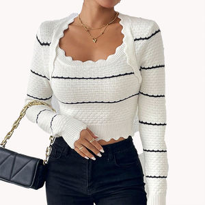 เสื้อไหมพรมแขนยาวลายทาง รุ่นใหม่ล่าสุดสำหรับฤดูใบไม้ร่วงและฤดูหนาว สไตล์ลำลองแฟชั่นอเนกประสงค์ - Product Image 2