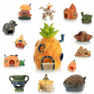 Decoración de Acuario con Forma de Piña de Dibujos Animados, Estilo <span class=keywords><strong>Bob</strong></span> <span class=keywords><strong>Esponja</strong></span>, Escondite para Peces, Cueva para Camarones, Adorno para Pecera - Product Image 1