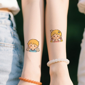 Tatouages temporaires en papier écologiques colorés, autocollants mignons pour garçons et filles, dessins animés de couples, tatouages imperméables pour le visage, les bras, les jambes et le corps - Product Image 4