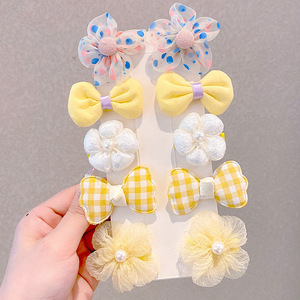 Super Fairy Fabric <b>Flower</b> Bow BB Hair Clips Set Soft No Hurt Barrettes For Princess Girls Side Bangs Pins Kids Hair Accessories - Product Image 5