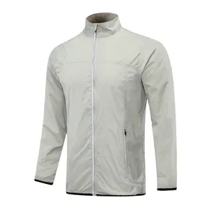 时尚新款设计夹克男式运动徒步野营攀爬穿着夹克带网眼衬里定制商标薄款夏季夹克
