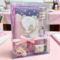 Ensemble de papeterie pour filles, journal mignon de style dessin animé, pastel, avec fermeture magnétique, carnet, ruban adhésif, autocollant, marque-page, PVC transparent, cadeau d'anniversaire