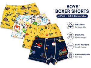 Boxers en coton <span class=keywords><strong>pour</strong></span> enfants, imprimés de dessins animés, sous-vêtements <span class=keywords><strong>pour</strong></span> garçons - Product Image 4