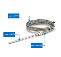 Termokopel M8 Tipe K E J PT100 50mm-200mm Probe Ulir Sekrup Kabel Termometer Digital Sensor Suhu Oli OEM Dapat Disesuaikan