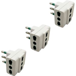Adaptateur secteur Gloca, lot de 3, norme italienne, 10A, 250VAC, prise secteur, sortie AC, matériau PC blanc - Product Image 1