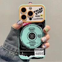 Lecteur de musique CD Record pour étuis iPhone 15 Pro Max 13 14 12 11 XR XS Film galvanoplastie grande fenêtre couverture complète étanche