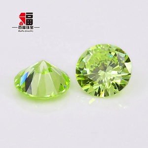 Pierres en vrac de zircone cubique (CZ) de qualité 4A 5A, taille brillant ronde de 8 mm, couleur péridot Baifu, vente en gros - Product Image 1