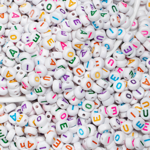 ลูกปัดอะคริลิกรูปตัวอักษรกลม ขนาด 7 มม. น้ำหนัก 500 กรัม/ถุง  ตัวอักษรพยัญชนะ <span class=keywords><strong>AEIOU</strong></span> คละแบบ สำหรับทำเครื่องประดับ DIY สร้อยข้อมือ สร้อยคอ พวงกุญแจ - Product Image 2