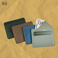 Dompet Kartu Pu Slim dengan Logo Kustom untuk Wanita, Tempat Kartu Kulit Klasik Berkualitas Tinggi