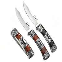 Couteau pliant portable en acier 7CR13MOV pour le camping, la chasse et la survie en plein air, avec manche ergonomique en bois de rose et acier