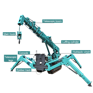 Grue araignée télécommandée sans fil HW296, hauteur de levage maximale de 10 m, moteur diesel Changchai, capacité de 3 tonnes, hydraulique MOOG - Product Image 1
