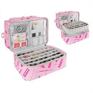 Sac de rangement pour vernis à ongles vintage motif léopard, échantillon gratuit, personnalisé, compatible avec lampe LED, 60 flacons, grand rangement avec plusieurs poches - Product Image 1