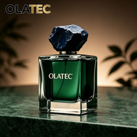 OLATEC Frascos para Perfumes de Vidrio Cuadrado Resistente con Tapa Decorativa de Piedra, Botella de Perfume de Lujo Azul Oscuro