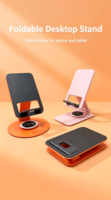 Support de téléphone pliable pour bureau, rotatif à 360°, double charnière, réglable, rose et bleu, cadeau pour filles, pour téléphones et tablettes