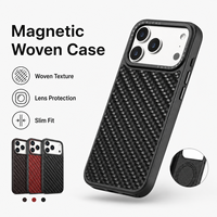 Étui de téléphone magnétique tressé en cuir véritable Denior, design de luxe, compatible avec les séries Apple 17/16/15, chargement sans fil, protection intégrée