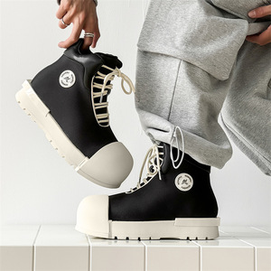 Baskets montantes pour hommes, style streetwear, à plateforme épaisse, à bout large, à lacets, antidérapantes, à semelle épaisse, futuristes - Product Image 1