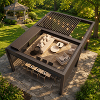Pergola en aluminium haut de gamme Sweet Home avec toit motorisé pliable à distance, structure extérieure imperméable et éclairage LED intégré