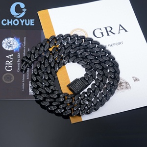 Cadena de Eslabones Cubanos de Plata de Ley 925 con Moissanita, Estilo Hip Hop, Totalmente Negra, de 12 mm, Joyería Iced Out para Hombre - Product Image 4