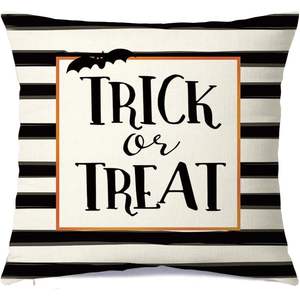 RABUSOFA Cojín Decorativo de Halloween de 18x18 Pulgadas, Funda de Cojín de Acuarela con Rayas Negras para Interior - Product Image 2