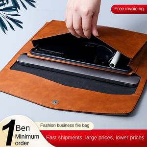 Cross-Border A4 Leather <strong>File</strong> Bag Large Capacity Double-Layer Data Briefcase with Custom Logo Paper Storage Bag for Business Use - Product Image 2